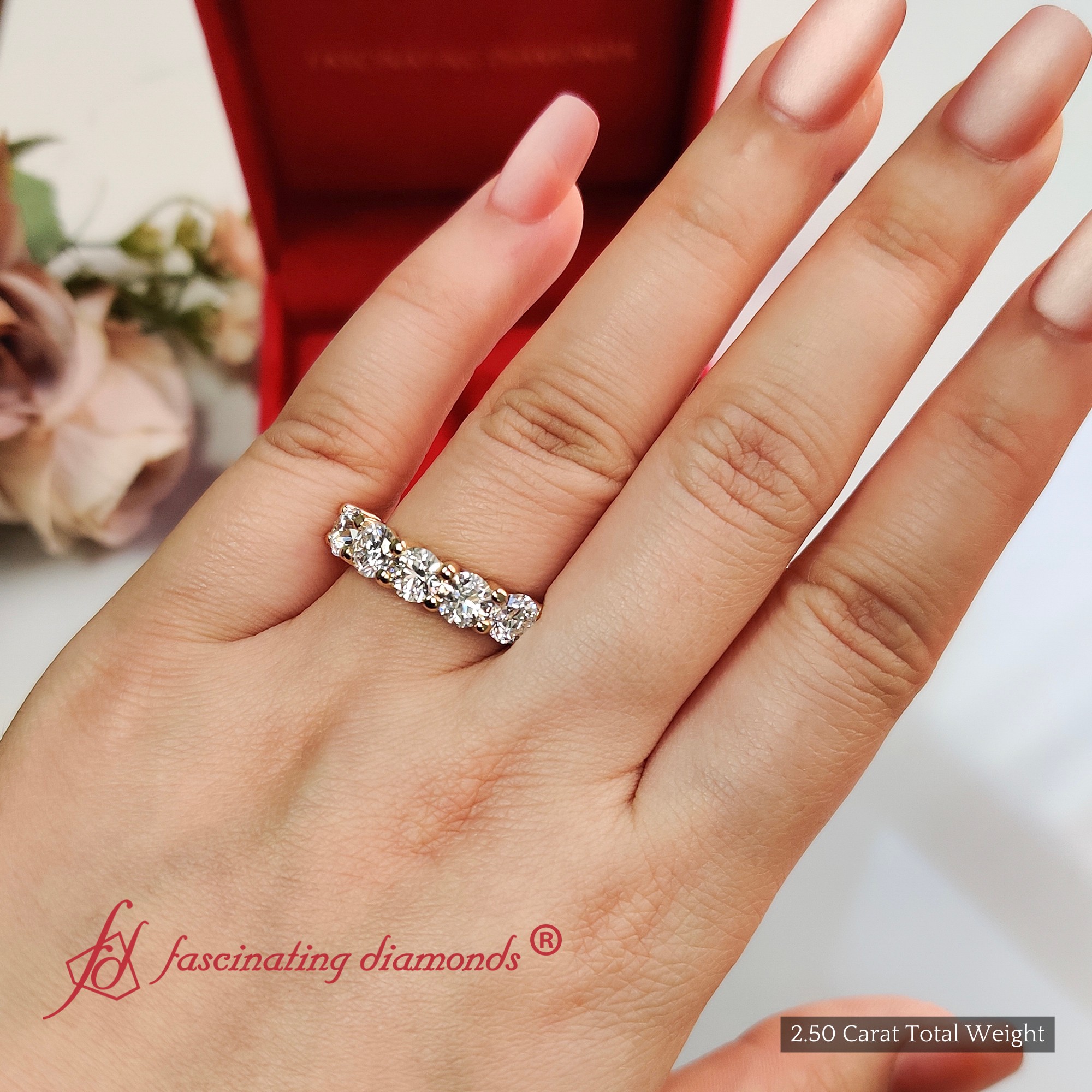 2.5 mm Moissanite Diamond Bezel Set, Full Eternity hot Engagement Band, Bezel Eternity Band, 14k White Gold Band, Promise Ring For Her